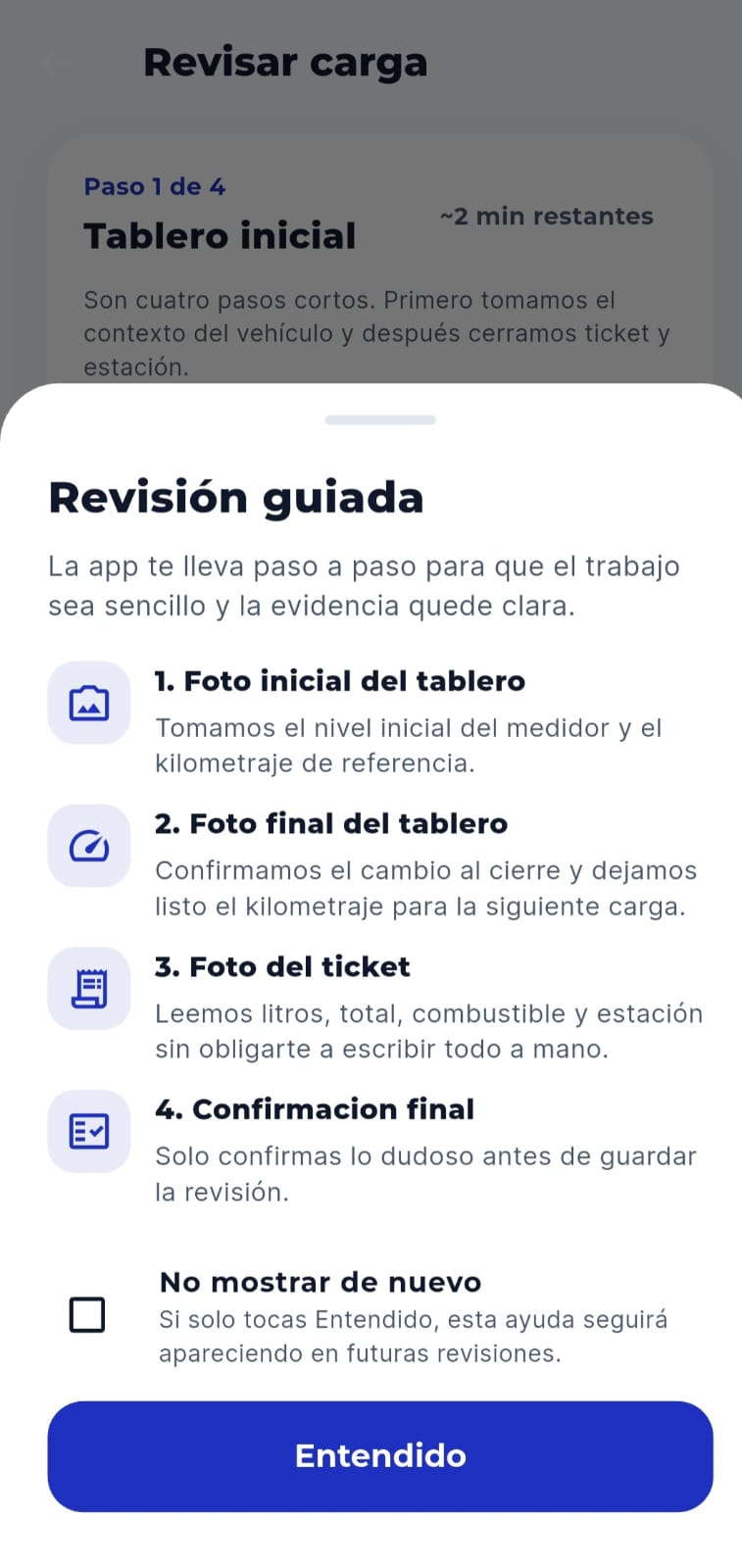 Captura de la app: Historial claro